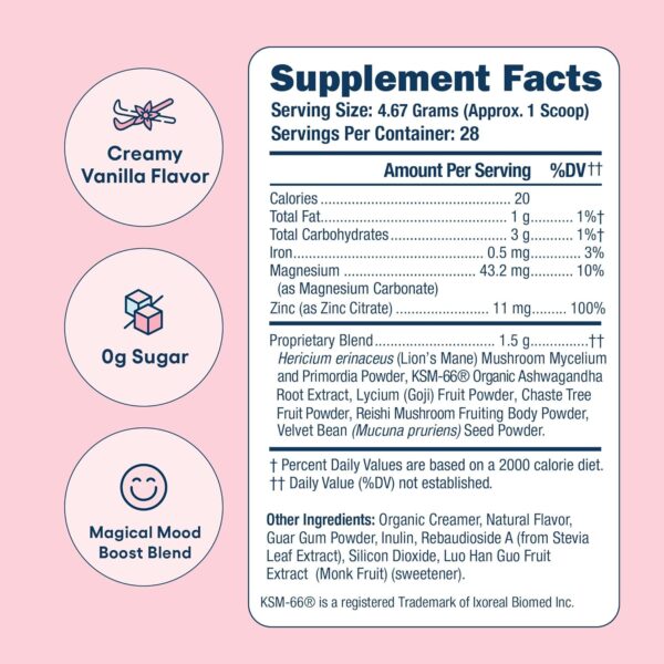 Love Sweat Fitness Mood Boost Powder | Miss Congeniality Vanilla Blend | Improves Focus, Elevates Mood, Lower Stress, Fights Fatigue | No Sugar, Vegan, Gluten Free, Non-GMO | 28 Servings