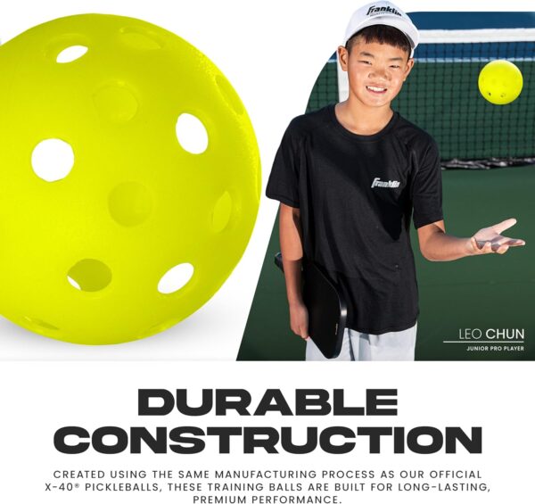 Franklin Sports Training Pickleballs - Training Pickleballs for Beginners + Skill Practice - 69mm or 80mm Outdoor Pickleballs - Pickleball 3 Pack - Optic Yellow