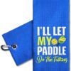 ERHACHAIJIA Let My Paddle Do The Talking Embroidered Pickleball Sports Towel with Clip. Funny Pickleball Gifts for Men Women Pickleball Lover, Birthday Retirement Mother's Day