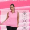 MoFiz Womens Plus Size Sleeveless Golf Shirt V-Neck Collared Golf Polos Athletic Tennis Racerback Tank Tops