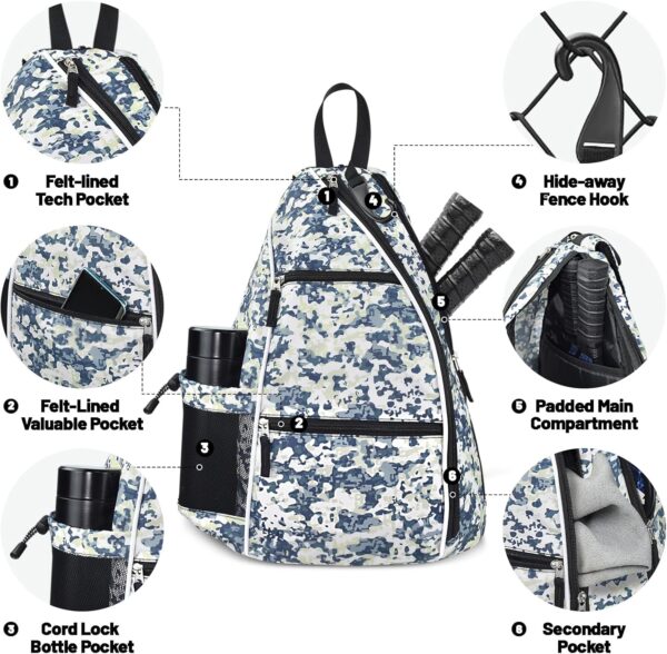Seektop Pickleball Bag Adjustable Pickleball Bags for Women Men，Pickleball Paddle Bag W/Fence Hook/Large Capacity/Safety Pocket/Water Bottle Bag
