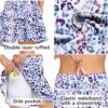 WOWENY Women's Active Skort Athletic Ruffle 17" Pleated Tennis Skirt with Pocket for Ladies Running Golf Workout