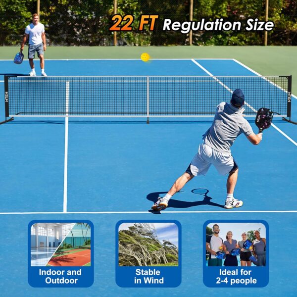 Pickleball Net, Portable Pickleball Net for Driveway, 22 FT USAPA Regulation Size, Steady Metal Frame, with Carrying Bag for Backyards, Driveways, Outdoor Indoor
