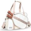 Pickleball bag tote, Pickleball bags for women, Pickle ball bag w/ Adjustable Shoulder Strap & fence hook, Large capacity, pockets & compartments, Pickleball paddle cover, Pickleball accessories women