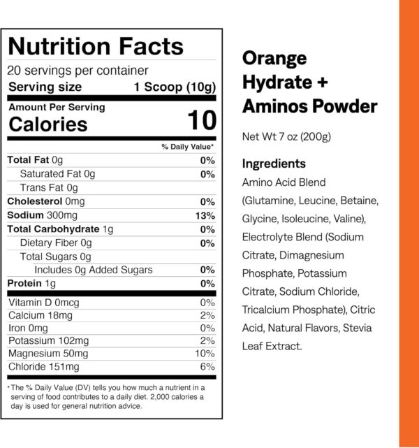 UCAN Hydrate + Aminos, Orange 20 Serving Bag, Keto, Sugar-Free Electrolyte + Muscle Recovery, Essential Electrolytes + EAAs & BCAAs, Non-GMO, Vegan, for Runners, Gym-Goers, Performance Athletes