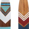 Deco 79 Wood Paddle Home Wall Decor Novelty Canoe Oar Wall Sculpture with Arrow and Stripe Patterns, Set of 2 Wall Art 6"W, 55"H, Multi Colored