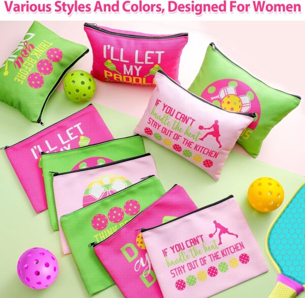 Paterr 12 Pieces Dink Ball Makeup Bags Sports Cosmetic Bag Funny Travel Organizer Zipper Pouch Dink Ball Lovers Gifts Christmas Gifts for Women Girls(Fashion Style)