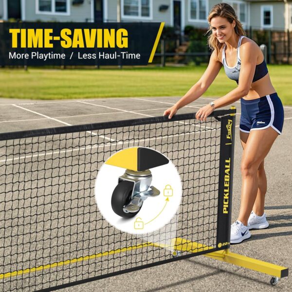 Pickleball Set with Net, Portable 3-in-1 Pickle Ball Net with Wheels, 6FT/11FT/22FT Pickleball Net with Carry Bag, Designed for All Weather Conditions Steady Metal Frame for Outdoor Indoor Driveway