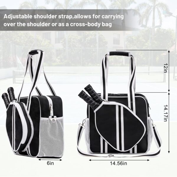 Pickleball Bag, Pickleball Tote Bag with Zipper & Adjustable Shoulder Strap