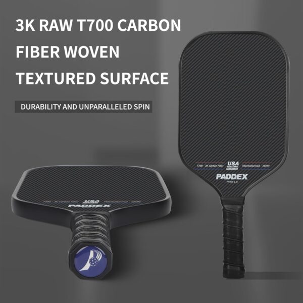T700 Carbon Fiber Pickleball Paddle – 16mm Polypropylene Honeycomb Core, Thermoformed Foam Injected Walls, Teflon-Textured Surface for High Spin, USAPA Pending Approval, Includes Paddle Cover