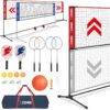 Badminton Sets for Backyards, Kids Volleyball Pickleball Combo Set with Net, Adjustable Width and Height (13.5ft/20ft Width x 7ft max Height) Portable Freestanding Rackets Set