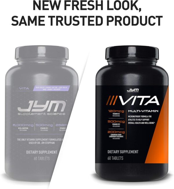 JYM Supplement Science Vita JYM Sports Multivitamin & Mineral Support, Vitamin A, C, B6, B12, E, K, Boron, Biotin, Potassium 60 Tablets