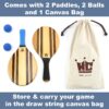 Frescobol Paddle Ball Set (Beach Stripes) - Comes with 2 Paddles, 2 Balls & Canvas Drawstring Bag