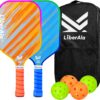 Pickleball Paddles Set of 2 | LA-NovaHue USAPA Approved Paddle | PP Honeycomb & Carbon Fiber |Gradient edging design |Indoor/Outdoor games for adults and family | Portable Beginner pickle kit