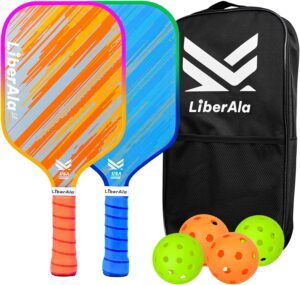 Pickleball Paddles Set of 2 | LA-NovaHue USAPA Approved Paddle | PP Honeycomb & Carbon Fiber |Gradient edging design |Indoor/Outdoor games for adults and family | Portable Beginner pickle kit