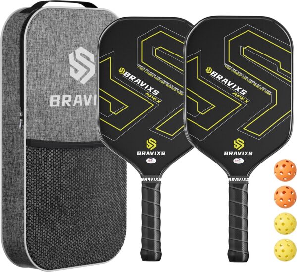 Pickleball Paddles Set of 2 USAPA Approved T700 Raw Carbon Fiber Pickleball Paddle, Friction Surface Pickleball Rackets with 4 Balls 1 Pickleball Bag, Pickle Ball Paddle Set for Men and Women