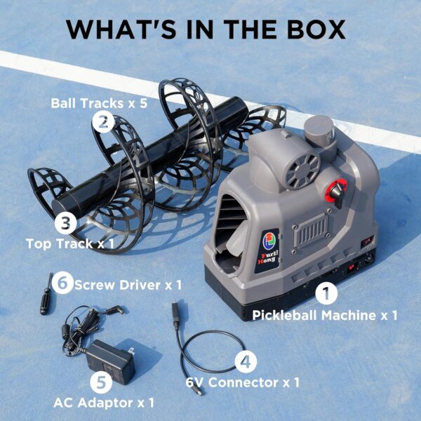 681PBH Pickleball Machine with Auto Swing, 3 Angles & 4 Speeds Adjustable, Portable Pickleball Launcher for Indoors & Outdoors Practice, Powered by Power Bank/Batteries/AC Power, for Beginners