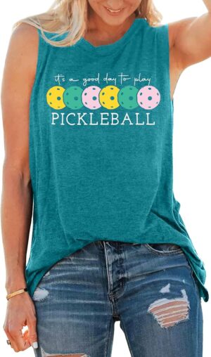 LHBNK Pickleball Tank Tops Women Pickleball Graphic Tees Shirts Summer Sleeveless Pickleball Lover Gifts