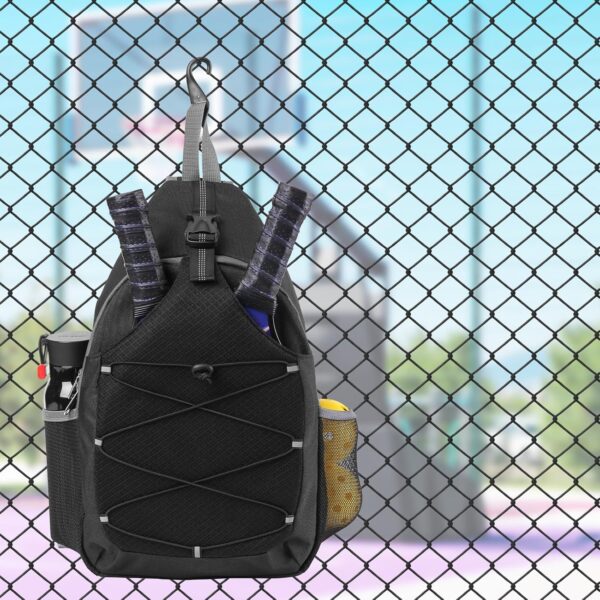Pickleball Bag Pickleball Paddle Bag Small Pickleball Bag for Women Men, Adjustable Pickleball Sling Bag with Fence Hook Water Bottle Holder for Pickleball Paddle Racket
