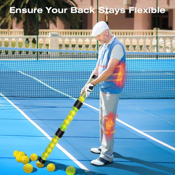 Pickleball Ball Retriever, Pickleball Picker Upper Holds 17 Balls, Pickleball Hopper with Shoulder Strap for Easy Pickup & Carrying, Detachable Pickleball Tube