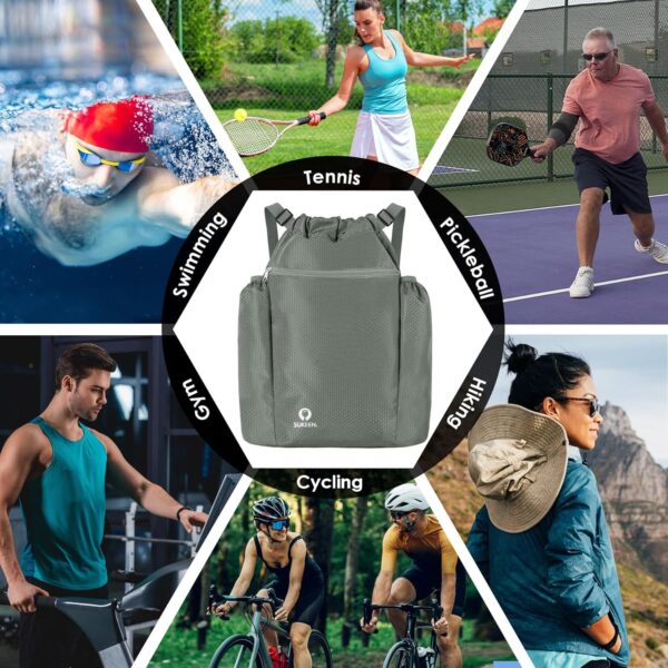 Sukeen Drawstring Backpack Swim Bag Lightweight String Backpack for Beach Pickleball Swimming Pool Gym Workout Gear Sport