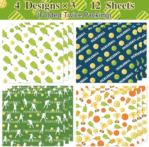 Pickleball Wrapping Paper 12 Sheets - Pickleball Gift Wrap - Sports Ball Gift Wrapping Paper - Pickleball Themed Gift Packing Paper for Pickleball Lovers,Pickleball Parties - 20"×28"