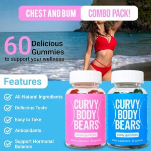 Top Support & Peach Support Combo Pack Gummies for Women | Workout Aid | Fitness Supplement |9 Herbal Extracts | Essential Vitamins | Berry Flavor | 2 Bottles | (120 Gummies Count)
