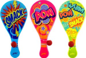 JA-RU Paddle Ball with String (Pack of 3) | Vintage Retro Toys Paddle Ball Set | Party Favor Prizes Toys | Indoor and Outdoor Toy, for Girls and Boys | Item #1994-3s