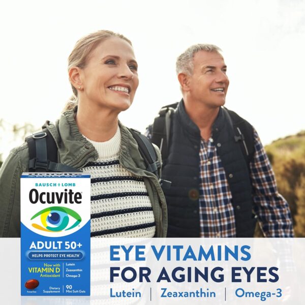 Ocuvite Adult 50+ Eye Vitamins and Mineral Supplements with Lutein, Zeaxanthin and Omega-3 from Bausch + Lomb 90 Soft Gels