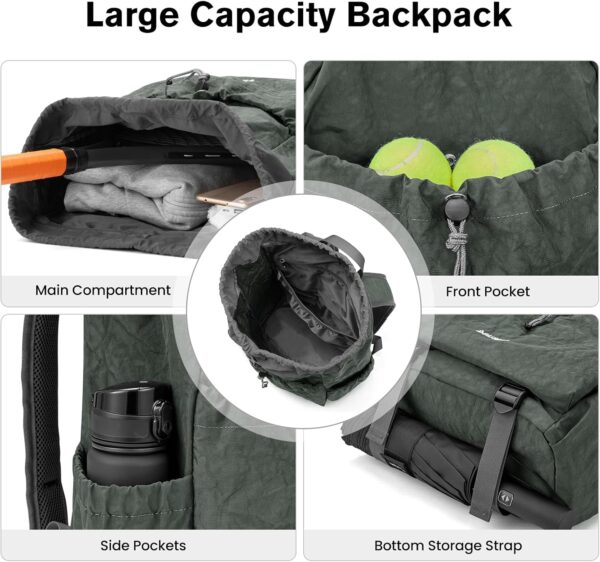 G4Free Tennis Bag, Tennis Backpack for Men & Women, Holds Tennis Pickleball Badminton Squash Rackets, Lightweight Backpack for Sports, Travel, Hiking