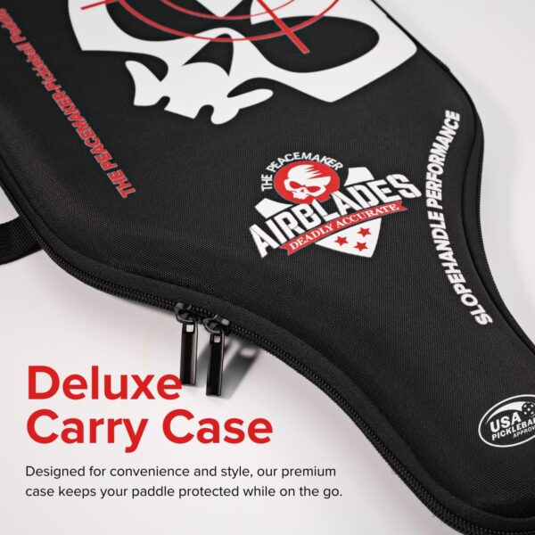 Peacemaker Pickleball Paddle – USAPA Approved, T700 Carbon Fiber, Patented Slopehandle, Honeycomb Core, Friction Paint, Edgeless Design, Thermoformed, Deluxe Carry Case
