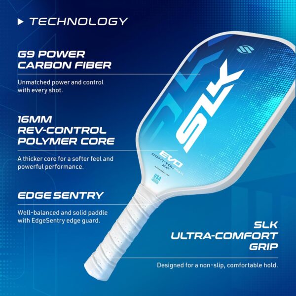 Selkirk Sport SLK Evo Pickleball Paddle | Evo Power | Evo Control | Evo Hybrid | Fiberglass Pickleball Racket | Carbon Fiber Pickleball Paddle with SpinFlex Surface