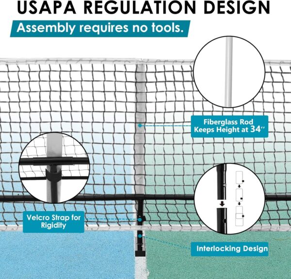Portable Pickleball Nets Portable with Court Marking Kit, 22 FT USAPA Regulation Size for Full Court System Outdoors Driveway Matches, Easy Setup to Experience Pickleball Game Anywhere