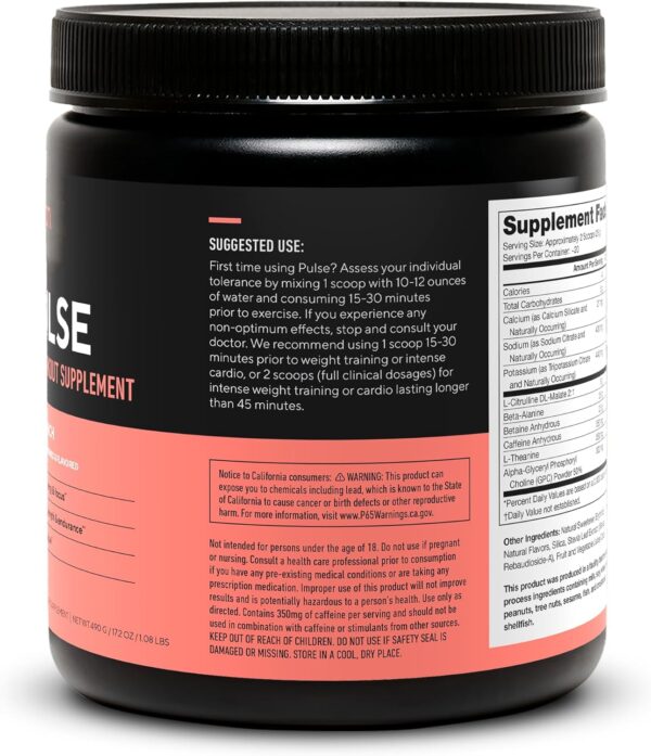 LEGION Pulse Pre Workout Supplement - All Natural Nitric Oxide Preworkout Drink to Boost Energy, Creatine Free, Naturally Sweetened, Beta Alanine, Citrulline, Alpha GPC (Fruit Punch)