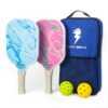 Cute Fiberglass Pickleball Paddles Set of 2, Perfect for Outdoor Fun, Pink and Blue Design with Bag & Balls - Ideal for Women, Girls, Kids, and Men