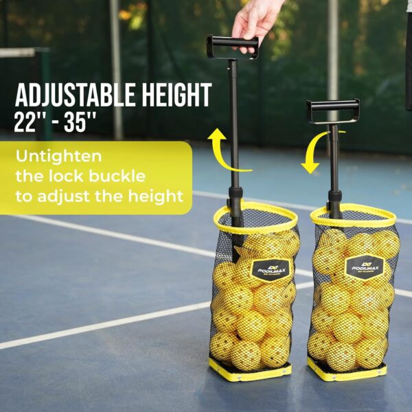 PodiuMax Tennis & Pickleball Picker Upper, 30-42 Tennis Ball Hopper, Lightweight & Portable Tennis Ball Basket