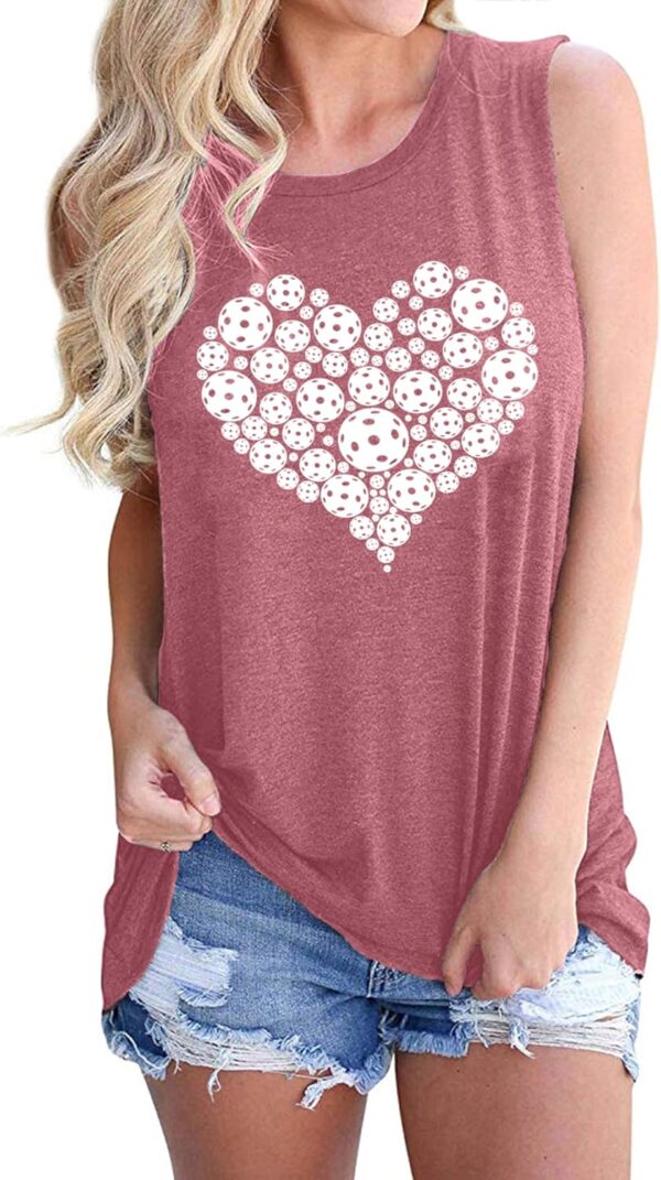 LAZYCHILD Pickleball Tank Tops for Women Heartbeat Graphic Shirt for Pickleball Lover Gift Tee