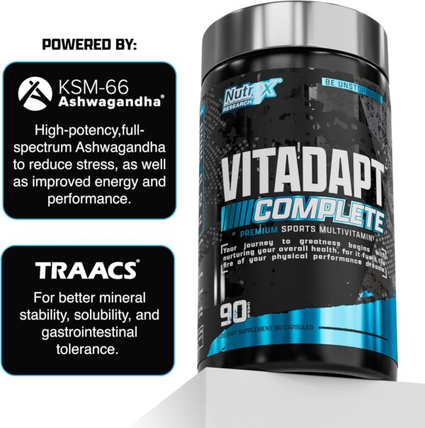 Nutrex Research Vitadapt Sports Multivitamin for Men - 24 Vitamins, KSM-66 Ashwagandha and Minerals for Athletes - Mens Multivitamin (2 Pack)
