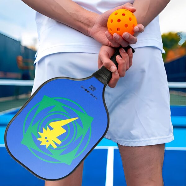 Pickleball Paddles Set of 2 Yellow and Blue, Outdoor Pickleball Paddles Cute Fiberglass, with 2 Balls and Bag, for Womens Girl Kids Men