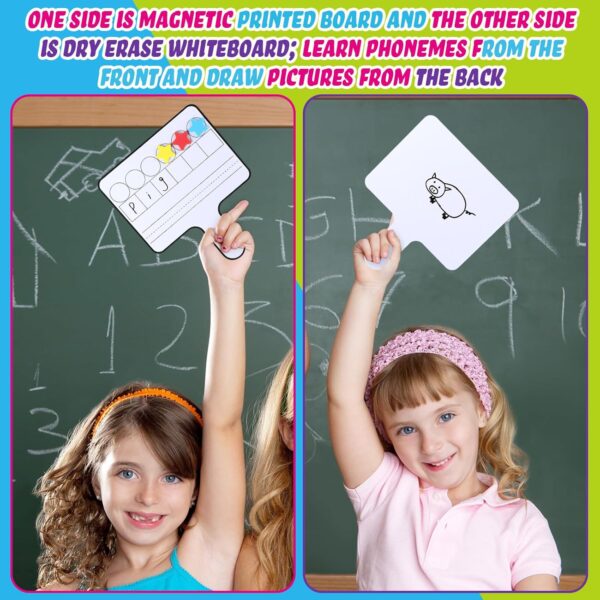 Jetec 8 Pcs Magnetic Paddle Set Phonemic Awareness Dry Erase Double Sided Handheld Answer Board Word Paddle with Dry Erase Markers Phonics Games for Students Kids Teaching (Star Shaped Counters)