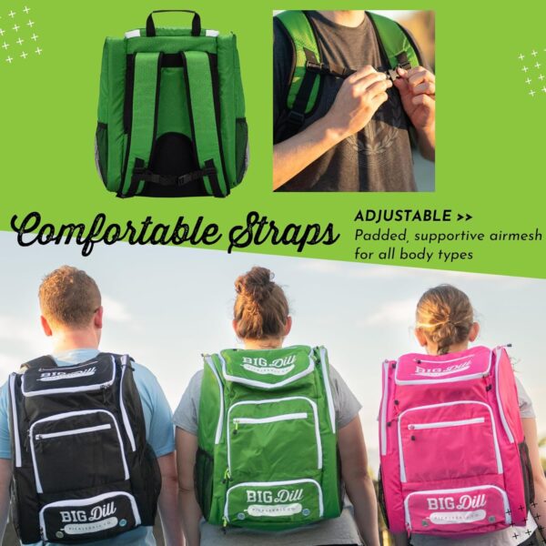 Big Dill Pickleball Backpack | Large Pickleball Bag with Shoe Compartment for 8+ Paddles & Accessories, Insulated Pocket