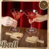 Hushee 6 Pack Drink Coasters Wood Coasters Set Paddle Shape with Handle Funny Gift for Women Men Sports Lovers Fans Party Favors Decorations
