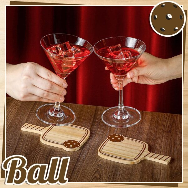 Hushee 6 Pack Drink Coasters Wood Coasters Set Paddle Shape with Handle Funny Gift for Women Men Sports Lovers Fans Party Favors Decorations
