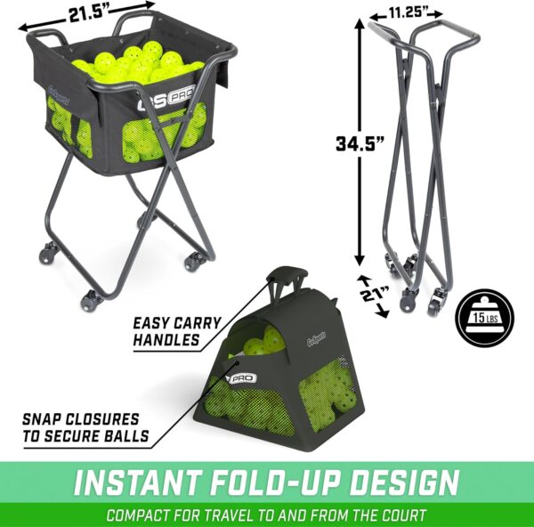 GoSports Ball Caddy with Wheels - Portable Cart holds 140 Pickleballs or 175 Tennis Balls
