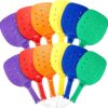 Plastic Paddleball Racket PE Equipment for Elementary School Paddle Ball Racket with Lanyard Physical Education Classes Equipment 6 Colors, 15.2 x 7.5 Inches