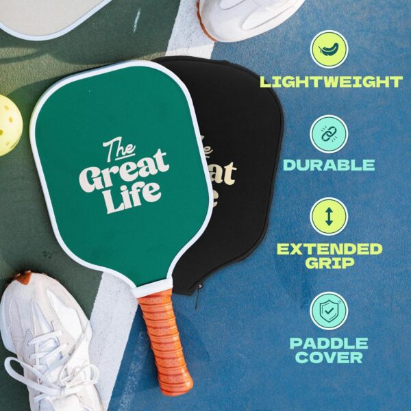 Premium Pickleball Paddle | Carbon Fiber | Beginner Friendly | 6in. Handle | Honeycomb Core | Lightweight | Single Paddle + Paddle Cover Included | Retro & Stylish