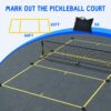 Pickleball Net Set with Wheels and Pickleball Court Marking Kit 22 FT Regulation Size Portable Pickleball Nets with Net Tension Adjuster, 8 Sandbags for Outdoor Indoor Driveway