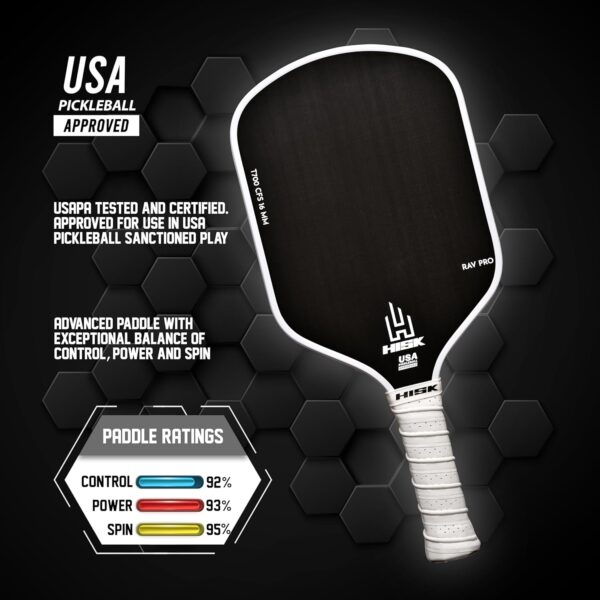 RAV PRO Pickleball Paddle - Ultimate HIGH END 16mm Japanese Toray T700 Raw Carbon Fiber CFS w/Excellent GRIT Roughness Texture, Aero Dynamic Curve, USAPA Approved, Non Slip Grip