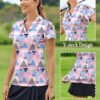 PINSPARK Womens Golf Shirt Short Sleeve Polo Shirts Quick Dry Tennis Tops V-Neck with Collar Pickleball Shirts Golf Outfits