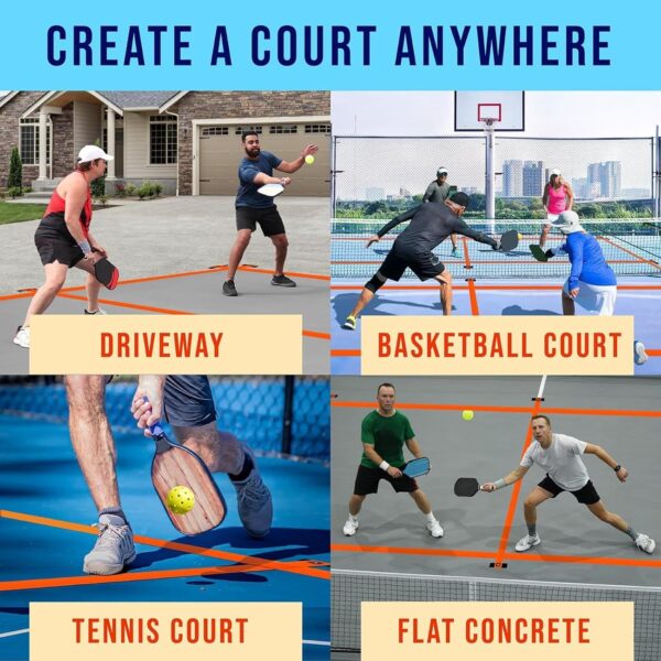 Maplefield Pickleball Court Marking Kit & Lines – Outdoor Pickleball Tape with Strong Hold, Easy-to-Identify Markers & Portable Bag – for Any Court, Windy Days